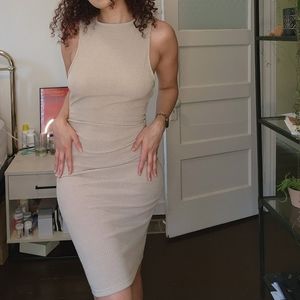 Ribbed midi dress with twist back